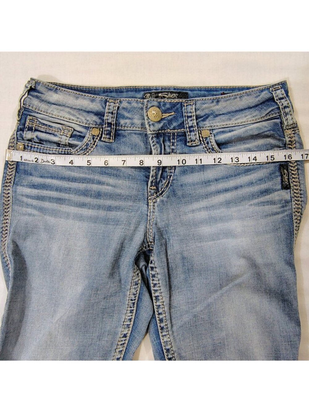 Silver Jeans Suki Womens W28 L31 Western Slim Boot Pants Light Wash Denim Blue - Picture 12 of 16